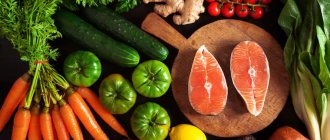 фрукты, овощи и рыба