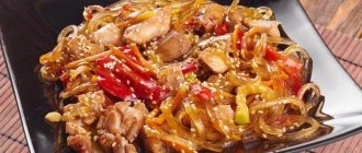 Фунчоза с курицей и овощами