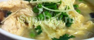 Куриный суп с рисом и грибами