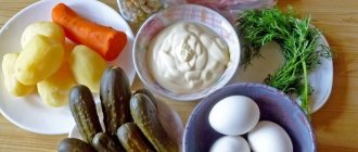 Оливье с колбасой и майонезом. Калорийность на 100 грамм, бжу. Рецепты