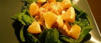 Салат со шпинатом, курицей, апельсином