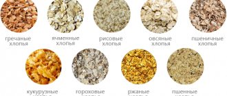 Виды хлопьев для мюсли